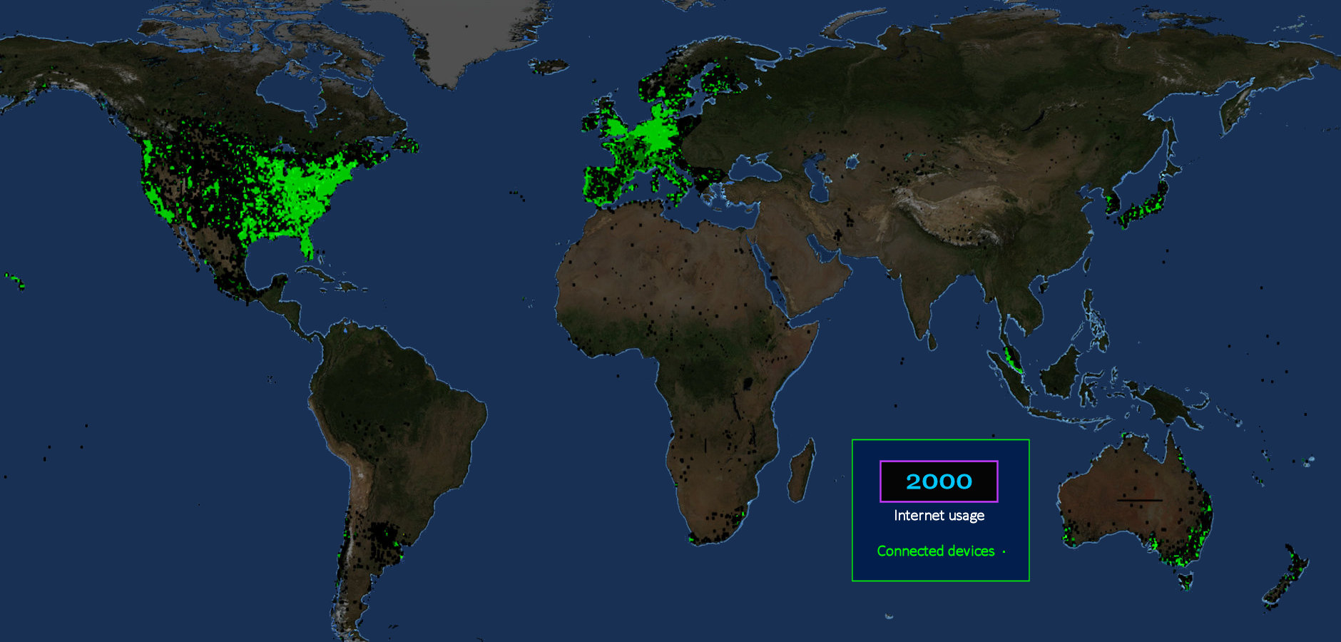 Internet usage, 2000 map
